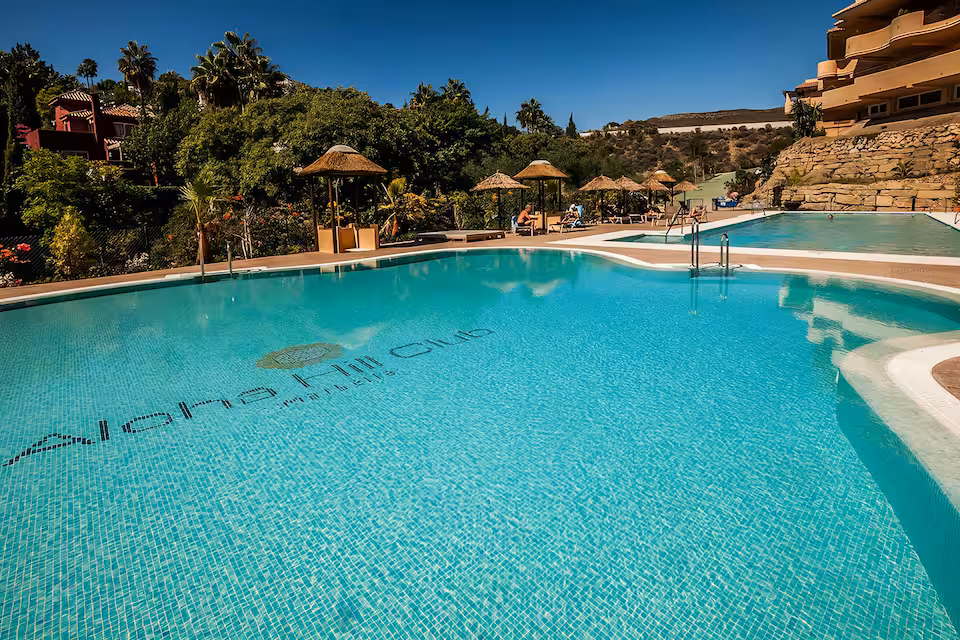 Poolside sun terrace of a premium home on the Costa del Sol